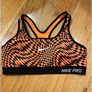 Nike Orange checkered sports bra